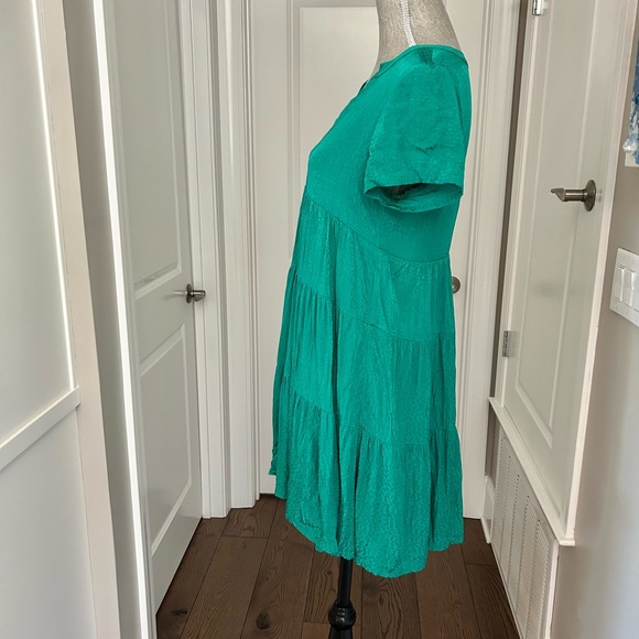 Anthropologie Maeve Tania Sacha Jacquard Tiered Tunic Dress in Green sz Small - Picture 7 of 12